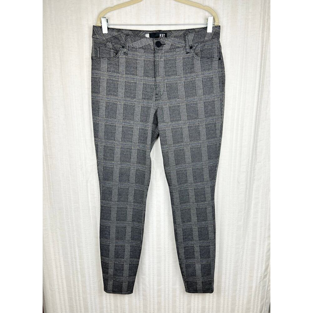 Kut from the Kloth Black & White Plaid Mia Ankle Toothpick Skinny Dress Pants 10